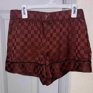 Victoria's Secret Brown Satin Pajama Shorts High-Waisted